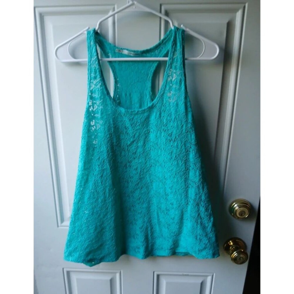 Women's Lace Racerback Large Tank Top - Teal